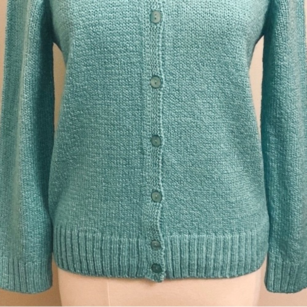 Haymaker Vintage Caribbean Blue Button Down Long Sleeve Knit Cardigan Sweater M - Picture 3 of 9